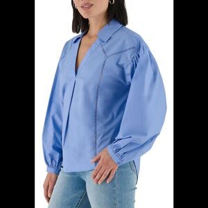 La Joie Women's Ladder Lace Inset Shirt Grape Mist - Regular